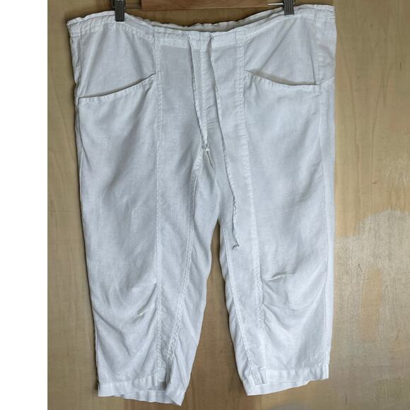 Cabi Capris Womens Small White Linen Pants Cropped‎ - Picture 1 of 8